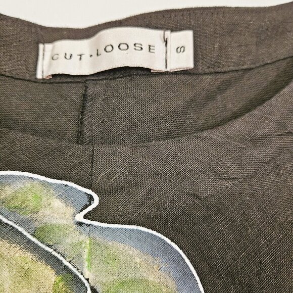 Cut Lose New Vintage Novelty Animal Applique !00% Linen Black Dress SZ S - Picture 10 of 10